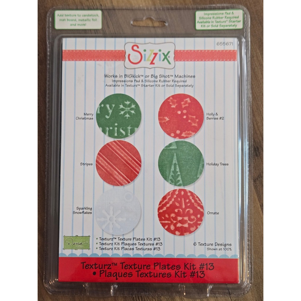 Sizzix Texturz Texture Plates Kit #13 Holiday Christmas Dena Designs 655671 NEW